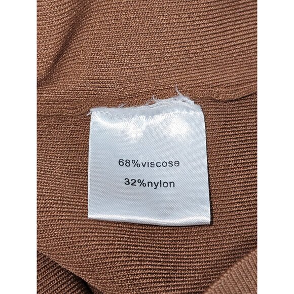 Apparallel Women's Brown Long Sleeve Knit Top With Puff Shoulders Sz L 2457 - Picture 7 of 11